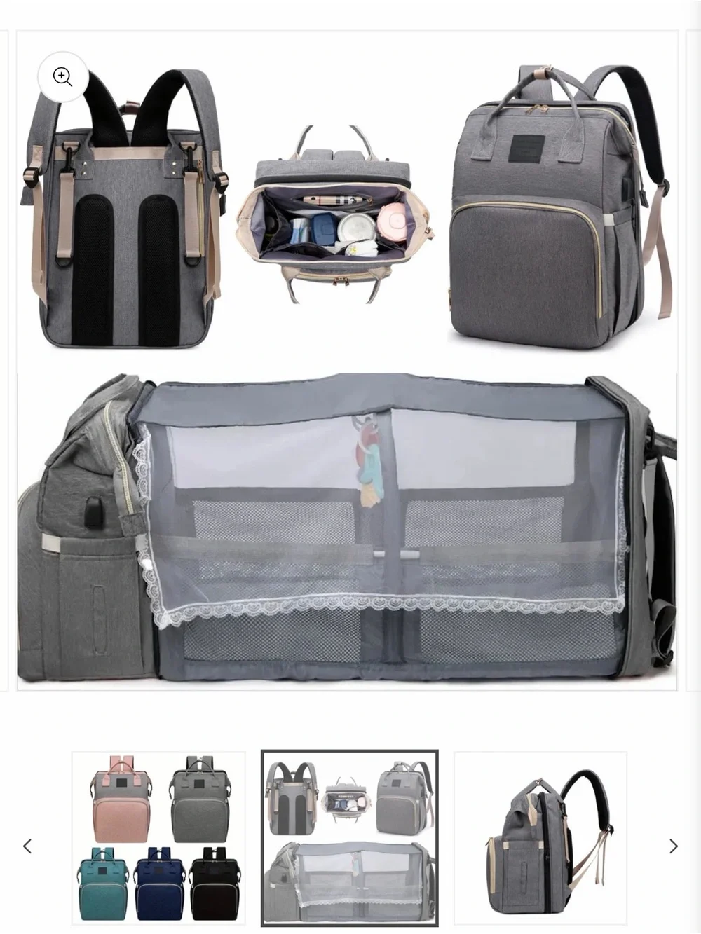 NWT Grey Diaper Bag -Teeny Traveler